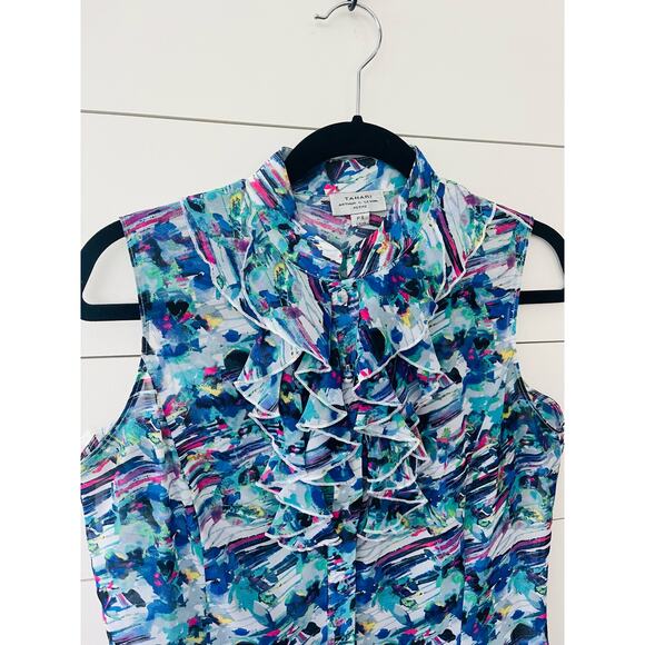 Tahari Petite Small Women's Sleeveless Blouse 100% Polyester - Picture 3 of 7